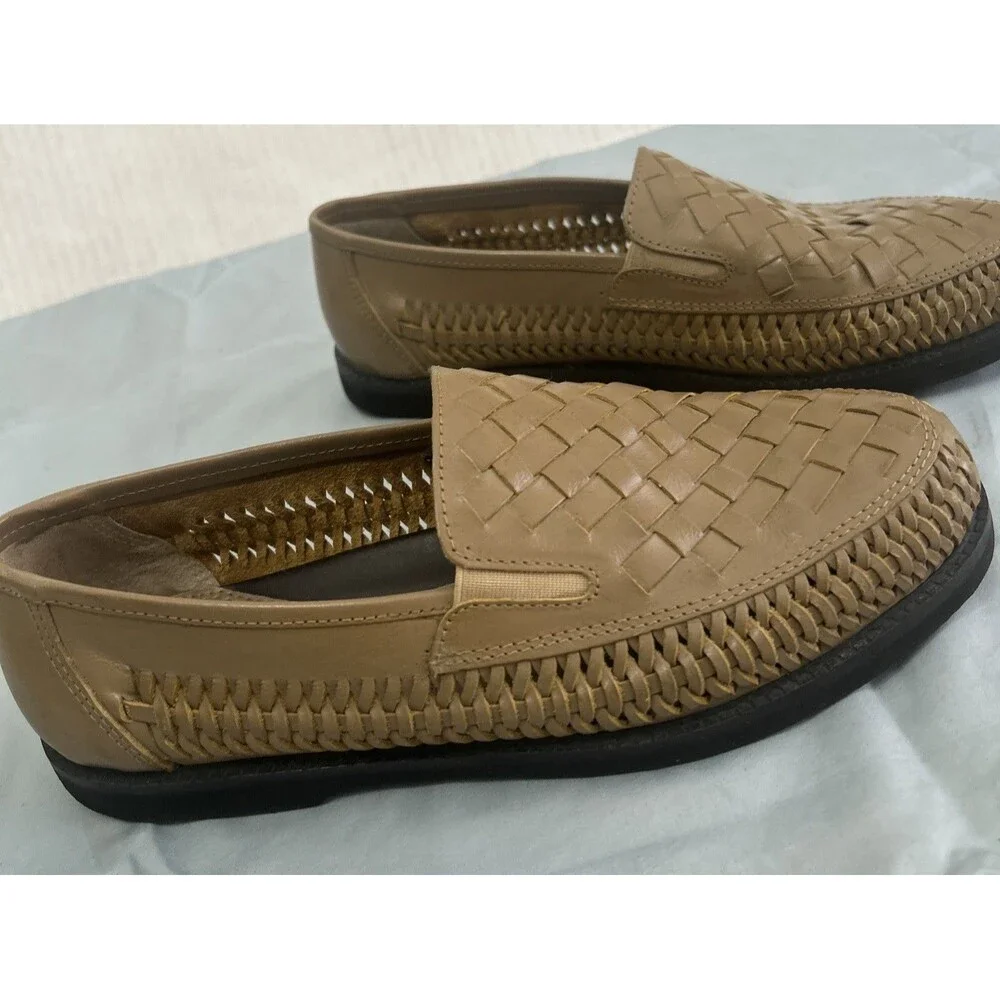 Deer Stags Mens Light Brown Basket Weave Casual Dress Shoes Sz 8 D